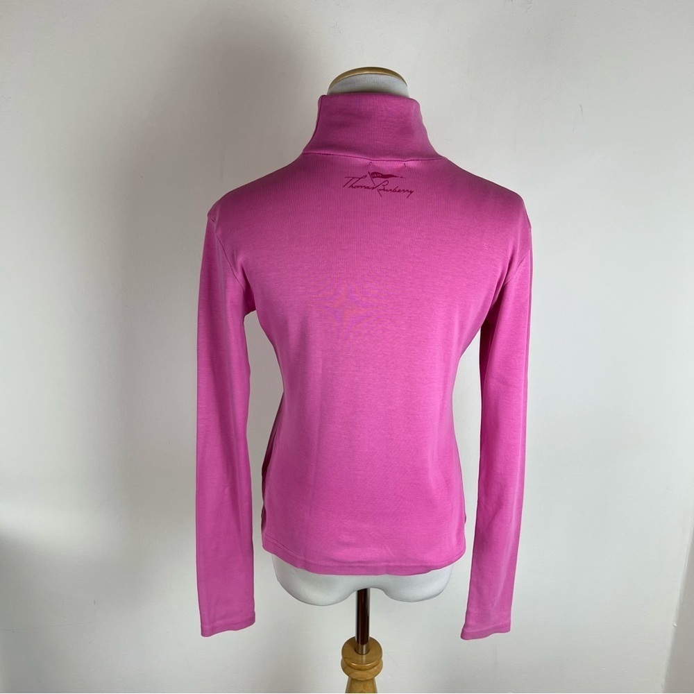 Vintage Thomas Burberry Turleneck Long Sleeve Top Pink Size S 100% Cotton - Picture 4 of 9